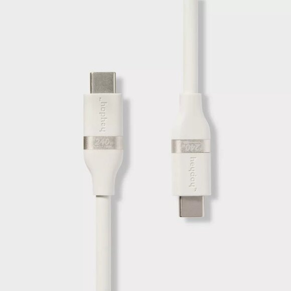 Heyday White 6' USB-C to USB-C Fast Charging Silicone Cable | Stocking Stuffer - Picture 3 of 5